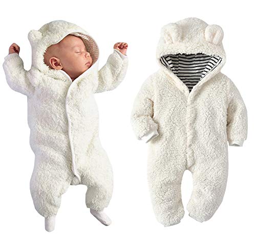 Book Cover Newborn Baby Boy Girl Bear Ear Hoodie Romper Stripe Winter Fleece Warm Jumpsuit