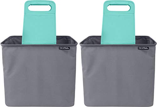 Book Cover CleverMade 45L SnapBasket TrunkCaddy Collapsible Car Trunk Organizer & Storage Tote with Handles, Charcoal/Teal, 2-Pack