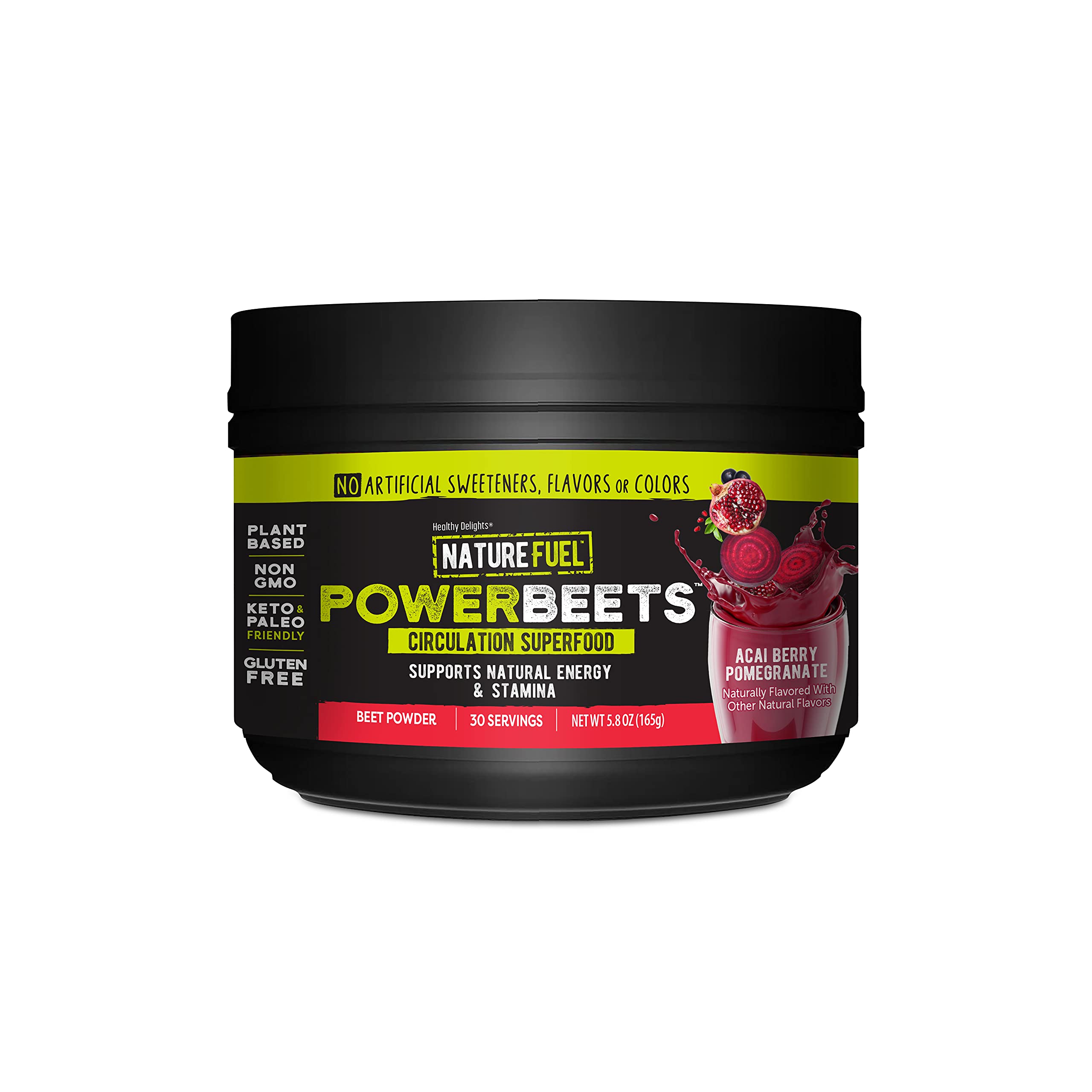 Book Cover Healthy Delights Nature Fuel Power Beets - Super Concentrated Non-GMO Beet Juice Powder for Boost Energy - Delicious Acai Berry Pomegranate Flavor - 30 Servings - Pantry Friendly 30 Servings (Pack of 1)