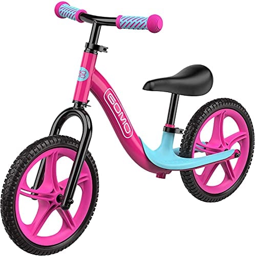 Book Cover GOMO Balance Bike - Toddler Training Bike for 18 Months, 2, 3, 4 and 5 Year Old Kids - Ultra Cool Colors Push Bikes for Toddlers/No Pedal Scooter Bicycle with Footrest (Pink)