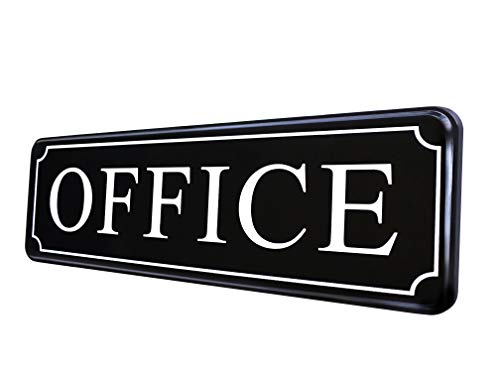 Book Cover The Office sign for door or wall â€” quick easy installation. Self-adhesive â€” 9 X 3 in. The Best sign for home office and business. White big letters on black plate. Main office sign