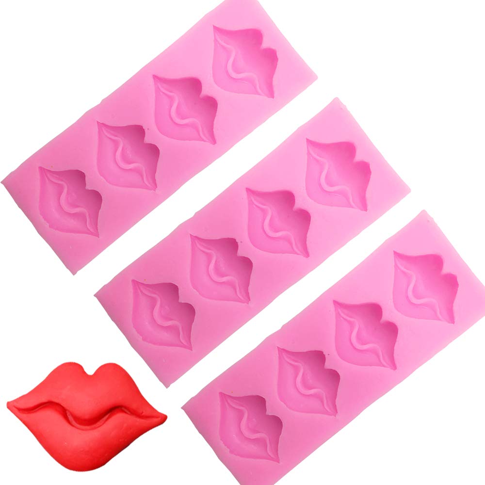 Book Cover Candy Chocolate Molds - Sexy Lips Silicone Fondant Mold for Cake Decoration Set of 3