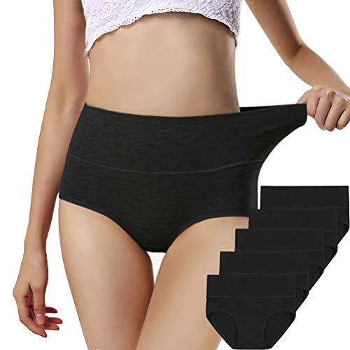 Book Cover ANNYISON Womens Underwear, Soft Cotton High Waist Breathable Solid Color Briefs Panties for Women