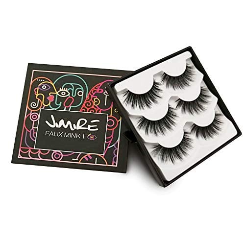 Book Cover JIMIRE False Eyelashes Fluffy 3D Lashes Pack Reusable Long Lashes 3 Pairs
