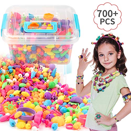 Book Cover EXTSUD Pop Beads Set 700PCS+ DIY Jewelry Set BPA Free Making Necklace, Bracelet, Hairband and Ring Pop Snap Beads Set Creativity DIY Bead for Kids Girls Toddlers