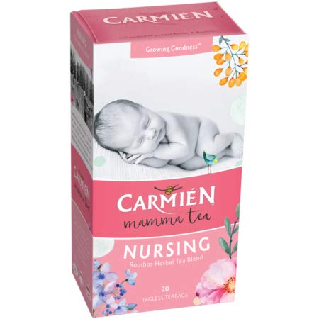 Book Cover CarmiÃ©n Organic Rooibos Nursing Lactation Tea|Naturally Caffeine Free, with Fenugreek, Fennel and Aniseed, Improve Breast Milk Supply, Keto Friendly, Direct from South Africa, 20 Tea Bags