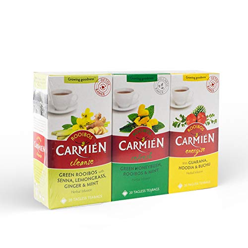 Book Cover CarmiÃ©n Organic Rooibos Red Teatox Detox Kit, Energize, Refresh and Cleanse, Naturally Caffeine Free, Keto Friendly, Direct from South Africa, 60 Tea Bags