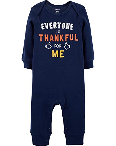 Book Cover Carter's Unisex Baby Thanksgiving Day Jumpsuit (3 Months, Navy)