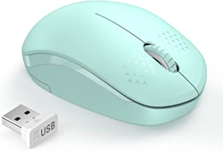 Book Cover seenda Wireless Mouse, 2.4G Noiseless Mouse with USB Receiver - Portable Computer Mice for PC, Tablet, Laptop with Windows System - Mint Green