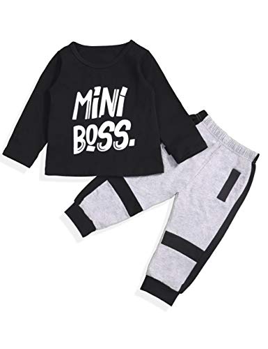 Book Cover Toddler Infant Baby Boy Long Sleeve Mini Boss Printing Sweatshirt Top and Pants Outfit Set
