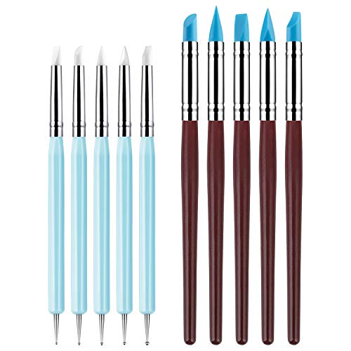 Book Cover 10Pcs Silicone Clay Sculpting Tool, Modeling Dotting Tool& Pottery Craft use for DIY Handicraft