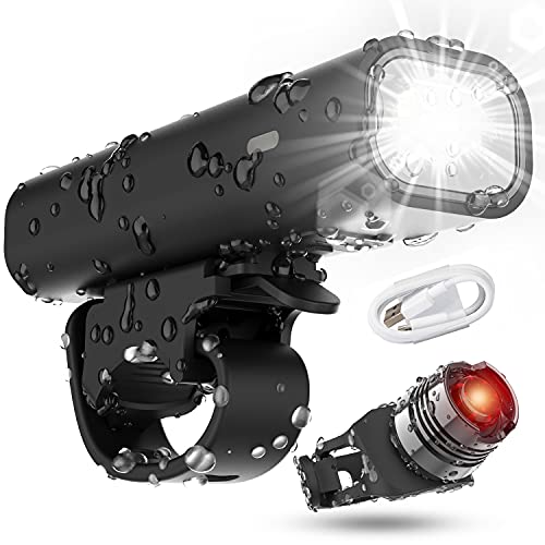 Book Cover Bike Lights,USB Rechargeable Front and Back Bike Lights with Runtime 8+ Hours Bright Cycling,Bike Lights for Night Riding Fits All Bicycles, Mountain, Road