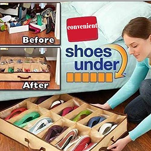 Book Cover Loveje 12 Grid Shoes Storage Organizer Non-Woven Fabric Shoebox Folding (Type1 12 Grid)