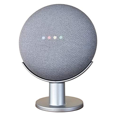 Book Cover Mount Genie Pedestal for Nest Mini (2nd Gen) and Google Home Mini (1st Gen) | Improves Sound and Appearance | Cleanest Mount Holder Stand for Mini (Silver)