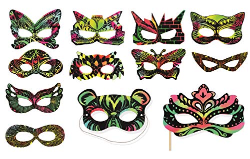 Book Cover VHALE 24 Sets Rainbow Scratch Paper Art Superhero Masks, Dress Up Halloween Costumes, Creative Classroom Arts and Crafts, Fun Drawings, Travel Toys, Party Favors for Kids