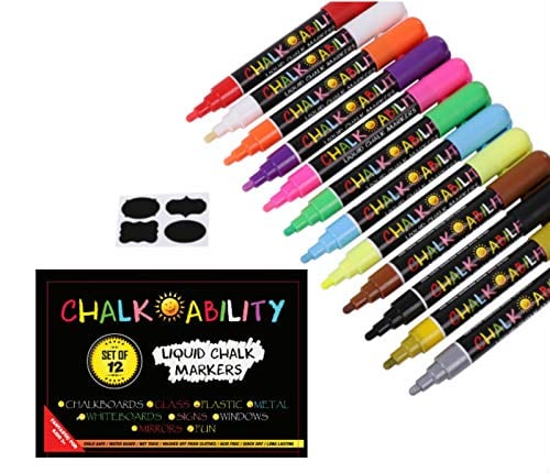 Book Cover Erasable Liquid Chalk Markers for Chalkboard - Blackboards, Glass & Non-Porous surfaces. Limited Time Special 8+4 Bonus Pack. Reversible Tips, Non-Toxic Chalk Pens w Vibrant Colors +FREE BONUS OFFER!