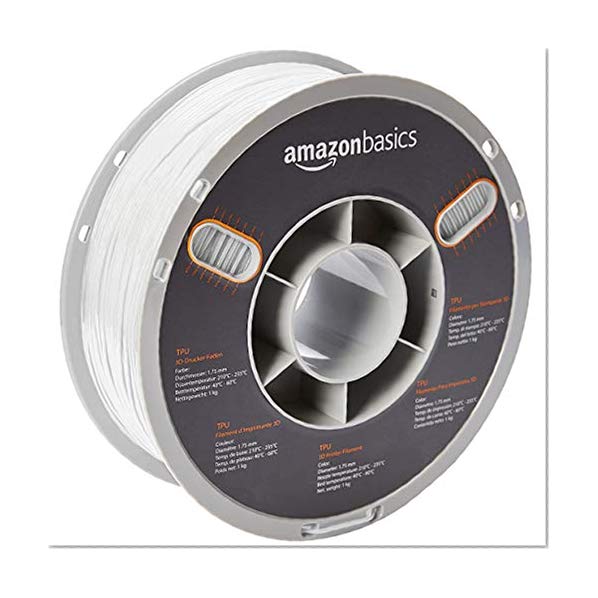 Book Cover AmazonBasics TPU 3D Printer Filament, 1.75mm, White, 1 kg Spool