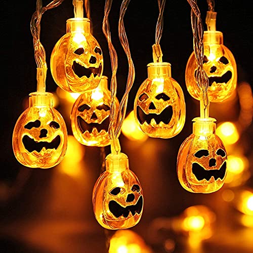 Book Cover 2 Pack Halloween Decoration Pumpkin String Lights, 9.8ft Total 40 LED Battery Operated 3D Halloween Light, Outdoor Decorative Lights for Patio, Garden, Gate, Yard, Halloween Christmas Decoration