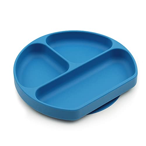 Book Cover Bumkins Silicone Grip Dish, Suction Plate, Divided Plate, Baby Toddler Plate, BPA Free, Microwave Dishwasher Safe â€“ Dark Blue 1 Count (Pack of 1)