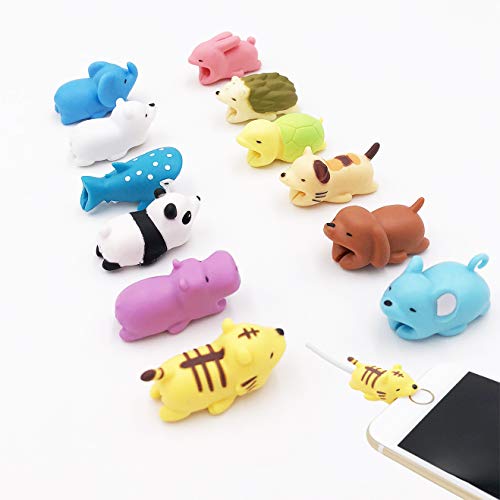 Book Cover 12-Pack LEHIAMZ Charging Cord Saver Mini Cartoon Charging Cable Protector for iPhone USB Cable