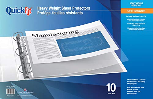 Book Cover QuickFit Heavyweight Top Load Ledger Sheet Protector, 11
