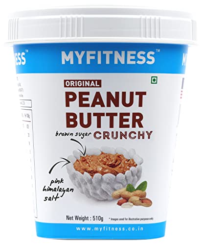 Book Cover MYFITNESS Peanut Butter Crunchy I LOVE PB Non-GMO, Gluten-free, No Preservative All Natural Ingredient High Protein Peanut Butter Made with American Recipe (17.9 Ounce)