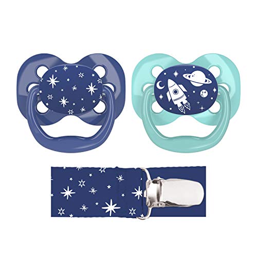 Book Cover Dr. Brown's Advantage Pacifier with Pacifier Clip, 0-6M, Blue, 2 Count