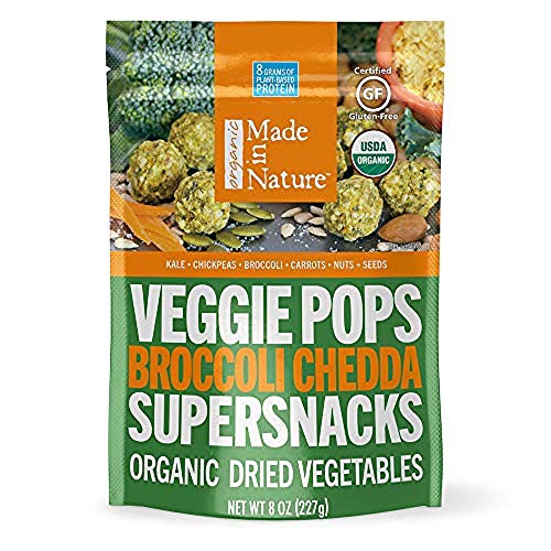 Book Cover Made in Nature Organic Veggie Pops, Broccoli Cheddar, Vegan Baked Veggie Snacks, 8 Ounce Bag