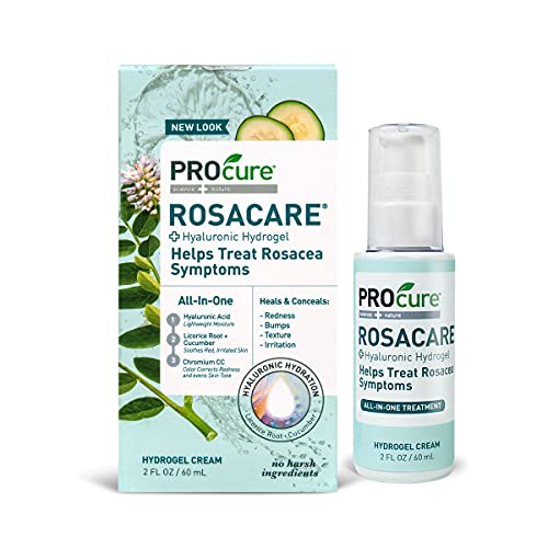 Book Cover PROcure Rosacare Medicated Redness Reduction CC Face Cream, Hyaluronic Hydrogel for Rosacea Symptoms, 2 Ounce