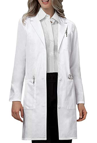 Book Cover VOGRYE Professional Lab Coat for Women Long Sleeve, White, Unisex M