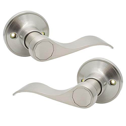 Book Cover Gobrico Satin Nickel Half Dummy Door Handles Levers Right Handed and Left Handed 1Pack