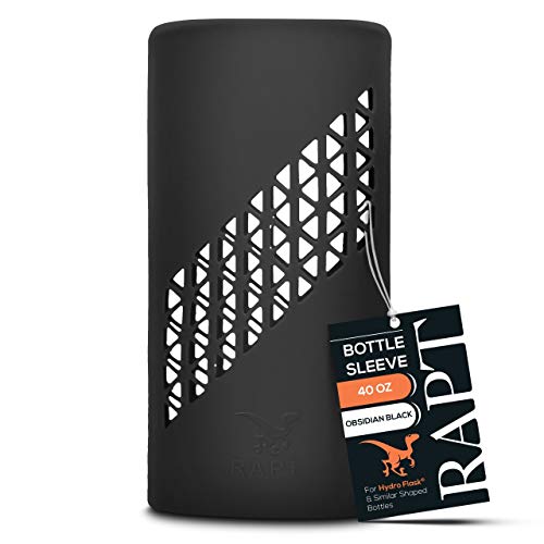Book Cover RAPT Silicone Sleeve Protective Boot and Cover Compatible with Hydro Flask Accessories for Water Bottles (Black 40 oz)