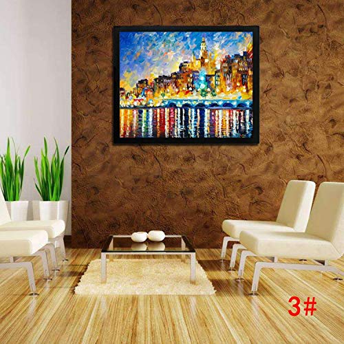 Book Cover Bifast Wall Art Oil Painting for Home Frameless Colorful Painting Sailboat, Tree, Castle, Forest Path