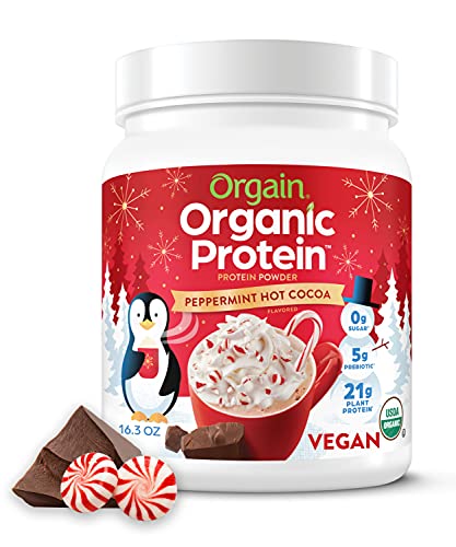 Book Cover Orgain Organic Vegan Protein Powder, Holiday Peppermint Hot Cocoa - 21g Plant Based Protein, Gluten Free, Dairy Free, Lactose Free, Soy Free, No Sugar Added, Kosher, For Smoothies & Shakes - 1.02lb