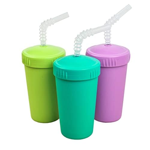 Book Cover Re Play 10 Oz. Made In USA Straw Cups with Reversible Bendy Straw - Made from Heavyweight Recycled Milk Jugs- BPA Free- Dishwasher & Microwave Safe - Mermaid - Pack of 3 Mermaid 3 Count (Pack of 1)