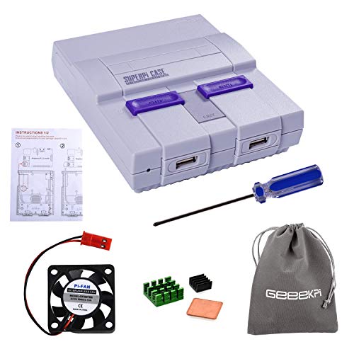 Book Cover Retroflag SUPERPI CASE UCase NESPI CASE SNES Case with Functional Power Button and Reset Button with Raspberry Pi Heatsink Fan Flannel Bag for RetroPie Raspberry Pi 3 B+ & Raspberry Pi 3/2 Model B/B+