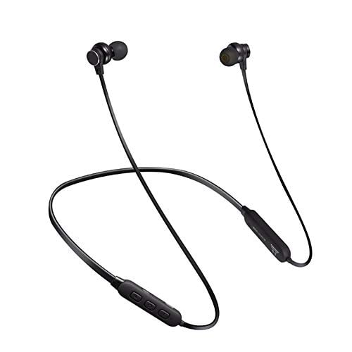 Book Cover Wireless Headphones with TF SD Card Slot, Artlink Magnetic Wireless Sports in Ear Earbuds Headsets with Mic, Wireless 4.2 Noise Canceling IPX5 Sweatproof (Black)