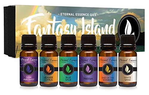 Book Cover Fantasy Island - Gift Set of 6 Premium Fragrance Oils - Freesia, Dark Amethyst, Blue Sage, End of The Rainbow, White Sand, Seaside Citrus - Eternal Essence Oils