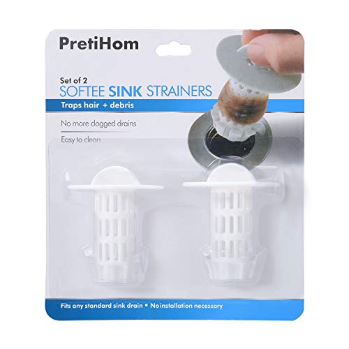 Book Cover PretiHom PretiHom4 Universal Bathtub Hair Catcher Stand-Up Shower Stall Drain Protector/Strainer/Snare 2 Pack fits Any Standard 1 inch to 1.25 inch tub Drain