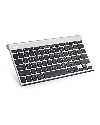 Book Cover Anker Ultra Compact Profile Wireless Bluetooth Keyboard for iOS, Android, Windows and Mac with Rechargeable Battery and Aluminum-Effect Finish (Black)