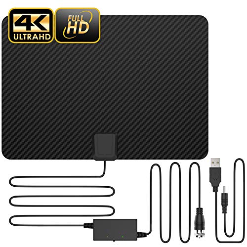 Book Cover Updated 2019 Version Professional Carbon Fibre 65-120 Miles TV Antenna, Indoor TV Digital HD Antenna 4K HD Freeview Life Local Channels All Type Television Switch Amplifier Signal Booster