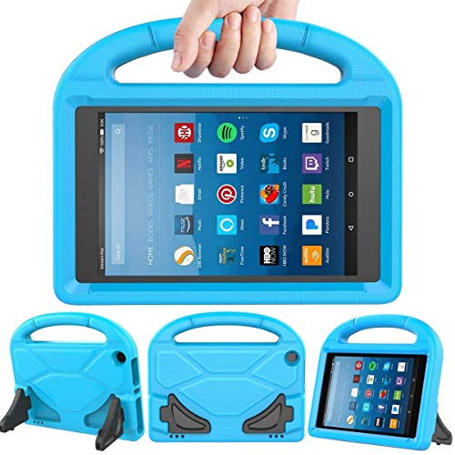 Book Cover eTopxizu Kids Case Compatible All-New Amazon Fire HD 8 2017/2018 - Shock Proof Light Weight Convertible Handle Stand Kids Case Compatible with Fire HD 8 Tablet 2017/2018 (7th & 8th Generation), Blue
