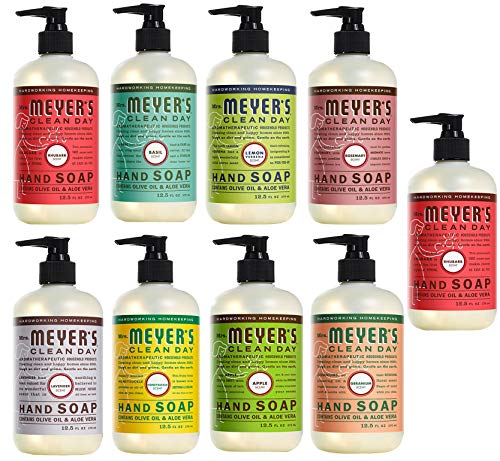Book Cover Peaceful Squirrel Variety, Mrs Meyers Clean Day Liquid Hand Soap Variety (Pack of 9) - 12.5 oz Each