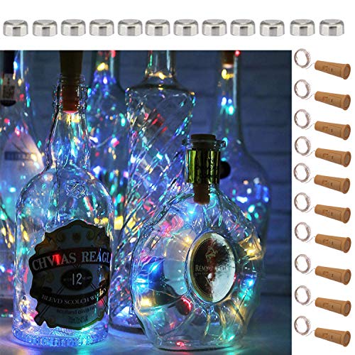 Book Cover SFUN Wine Bottle Lights with Cork- 5 Dimmable Modes with Timer 10 Pack-12 Replacement Battery Operated LED Silver Wire Fairy String Lights for DIY, Party, Decor, Christmas, Halloween,Wedding