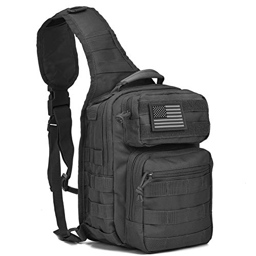 Book Cover Tactical Sling Bag Pack Military Rover Shoulder Sling Backpack Molle Assault Range Bag Everyday Carry Diaper Bag Day Pack Black Small