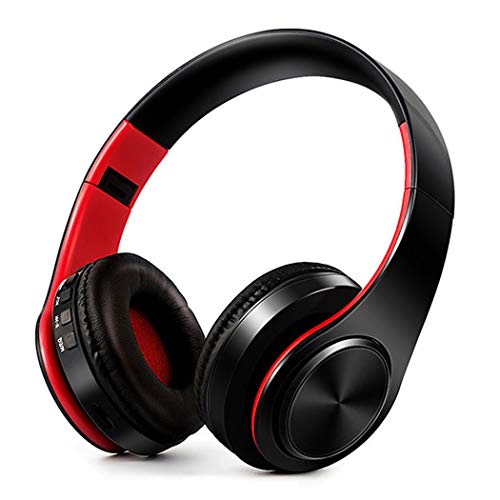 Book Cover Onbio Bluetooth Headphones Over Ear, HiFi Stereo Wireless Headset, Foldable, Noise Cancelling Wireless Headphones (Red & Black)