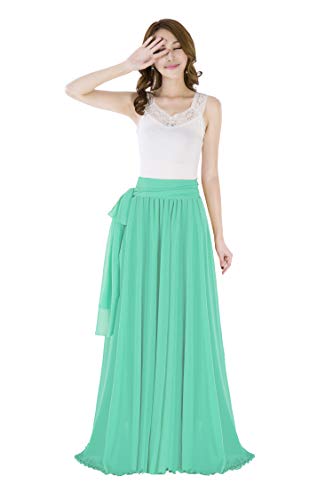 Book Cover Summer Chiffon High Waist Pleated Big Hem Floor/Ankle Length Beach Maxi Skirt for Women Wedding Party Long Skirts