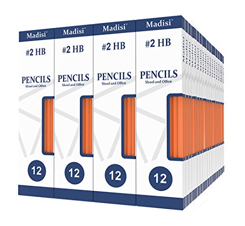 Book Cover Wood-Cased #2 HB Pencils, 72 Packs of 12-Count, Yellow, Pre-sharpened, Class Pack, 864 pencils in box by Madisi