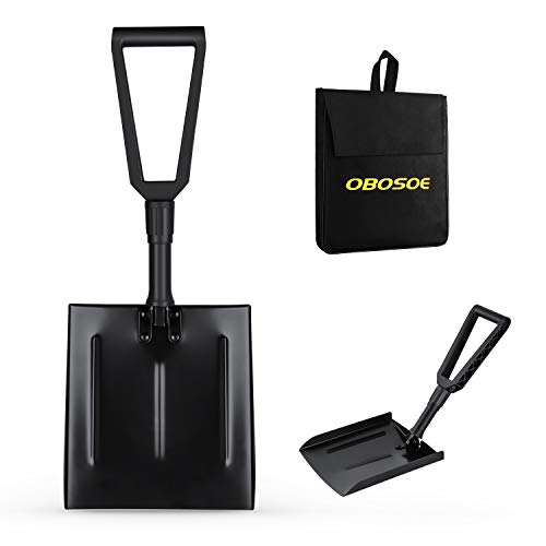 Book Cover OBOSOE Emergency Folding Snow Shovel, Portable Compact Collapsible Aluminium Snow Shovel with Durable D-Style Grip Handle Suitable for Car, Truck, SUV (10