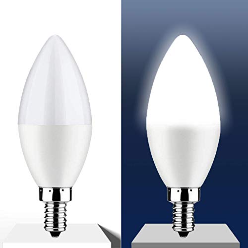 Book Cover RYE Dusk to Dawn Light Bulb,E12 Candelabra Sensor Light Bulbs Auto On/Off 6W 550Lm Daylight White 6000K for Indoor/Outdoor Yard Porch Patio Garage Garden,Pack of 2